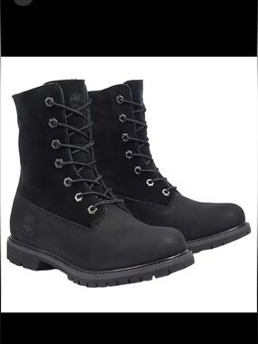 Timberland Authentics Waterproof Roll-Top Boots Black Nubuck Women’s 7